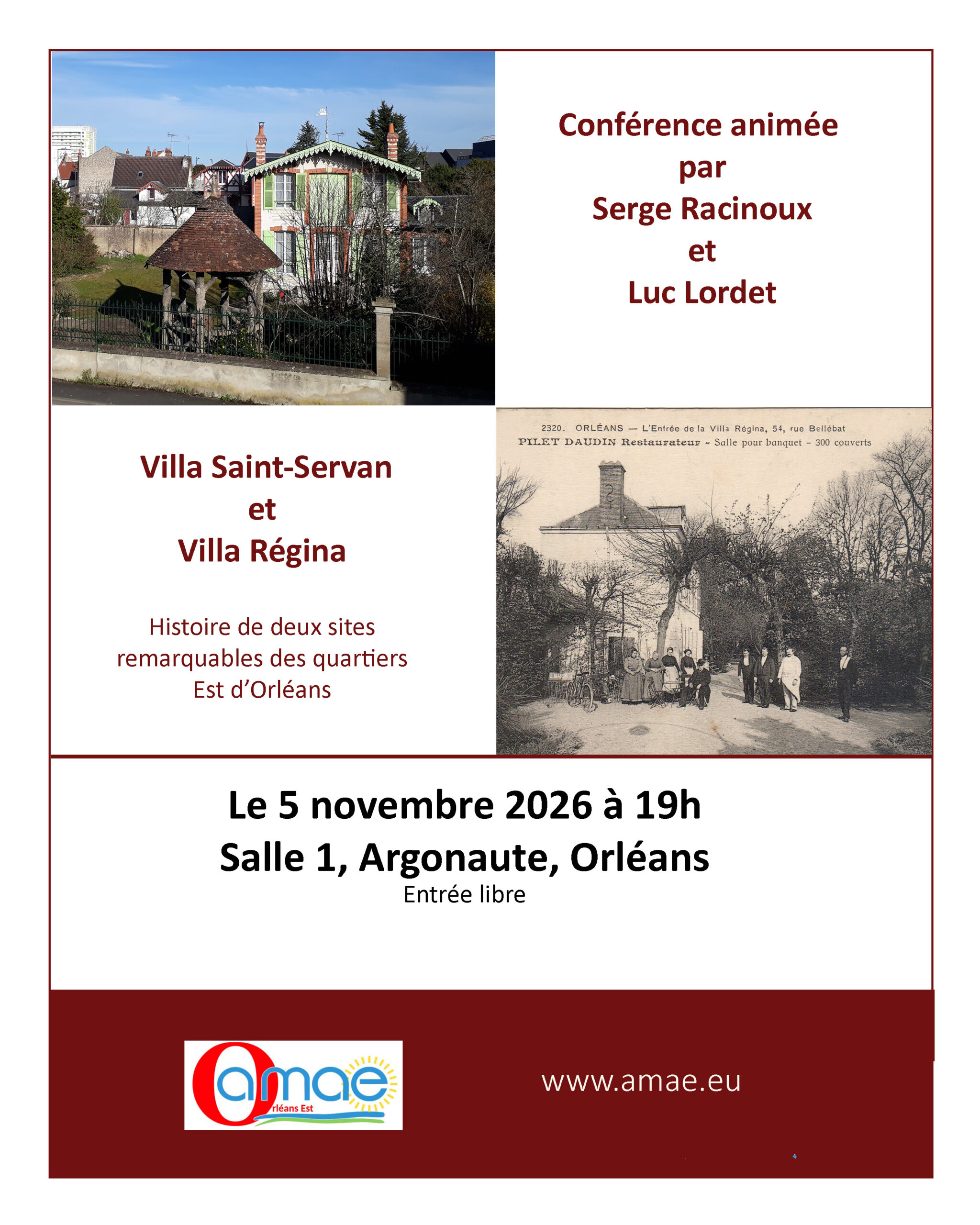 You are currently viewing Conférence sur les villas remarquables du quartier Est d&rsquo;Orléans : Villa Saint-Servan et Villa Régina